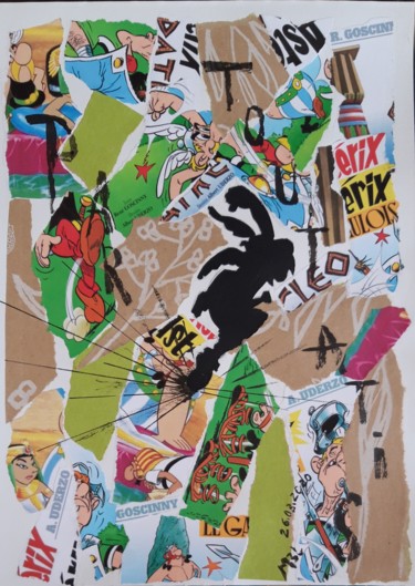 Collages getiteld "Hommage à Uderzo" door Brigitte Mathé (MBL), Origineel Kunstwerk, Collages