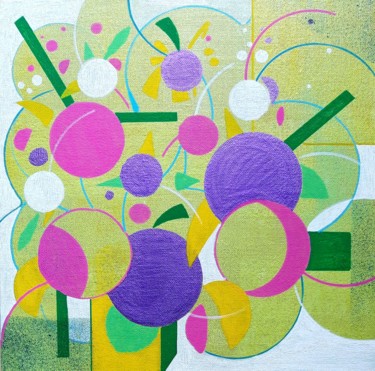 Painting titled "Bouquet printanier 1" by Brigitte Mathé (MBL), Original Artwork, Acrylic Mounted on Wood Stretcher frame