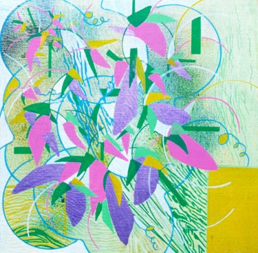 Painting titled "Bouquet printanier 2" by Brigitte Mathé (MBL), Original Artwork, Acrylic Mounted on Wood Stretcher frame