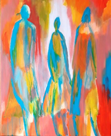 Painting titled "Silhouettes 1" by Brigitte Mathé (MBL), Original Artwork, Acrylic
