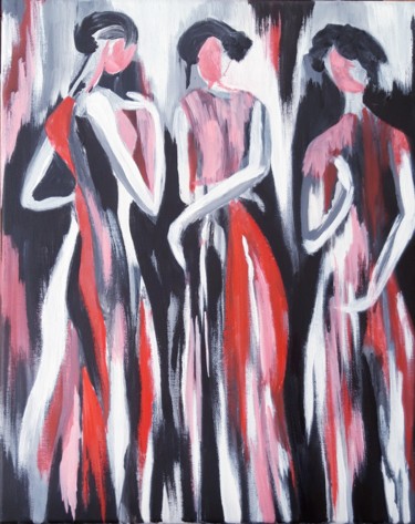 Painting titled "Silhouettes  3" by Brigitte Mathé (MBL), Original Artwork, Acrylic