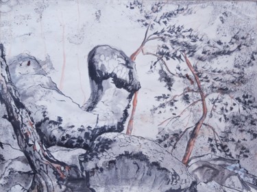 Dessin intitulée "Forêt de Fontainebl…" par Brigitte Mathé (MBL), Œuvre d'art originale, Encre