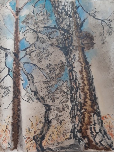 Рисунок под названием "Forêt de Fontainebl…" - Brigitte Mathé (MBL), Подлинное произведение искусства, Чернила