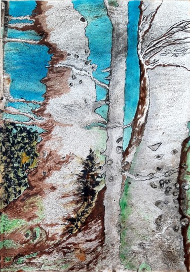 Tekening getiteld "Forest 1" door Brigitte Mathé (MBL), Origineel Kunstwerk, Inkt
