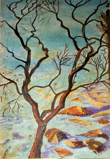 Malerei mit dem Titel "Il regarde la mer" von Brigitte Mathé (MBL), Original-Kunstwerk, Tinte