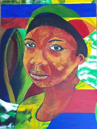 Pittura intitolato "African beauty" da Brigitte Mathé (MBL), Opera d'arte originale, Acrilico