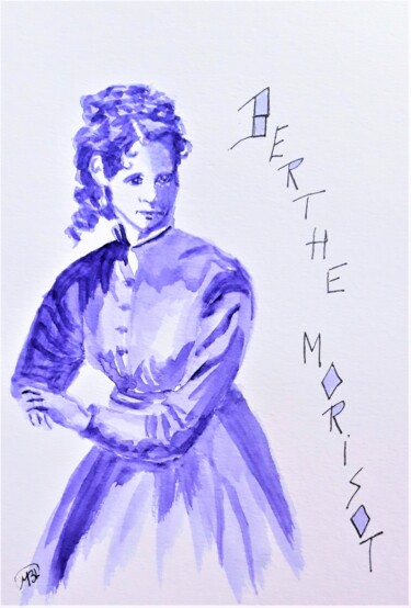 Drawing titled "Berthe Morisot" by Brigitte Mathé (MBL), Original Artwork, Watercolor