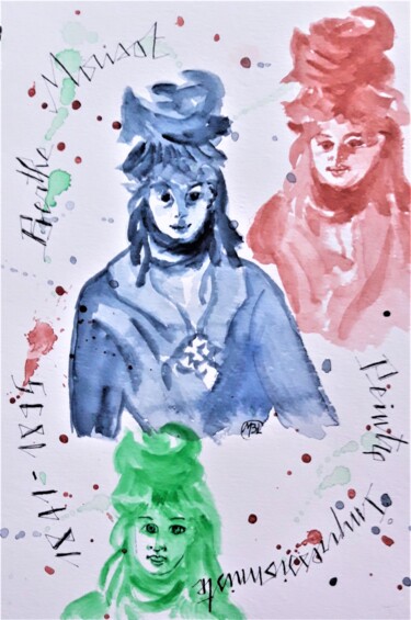 Σχέδιο με τίτλο "Berthe Morisot 2" από Brigitte Mathé (MBL), Αυθεντικά έργα τέχνης, Ακουαρέλα
