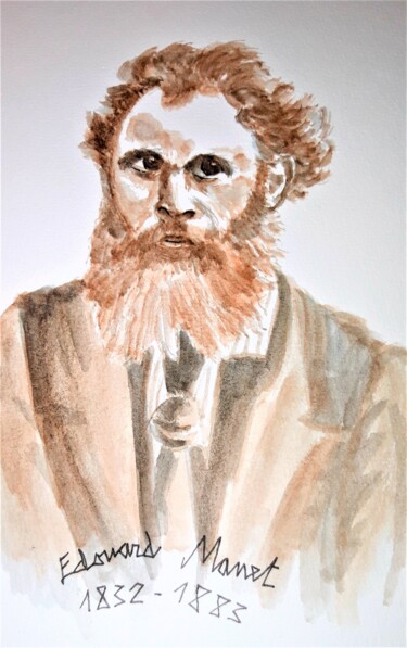 Drawing titled "Manet" by Brigitte Mathé (MBL), Original Artwork, Watercolor