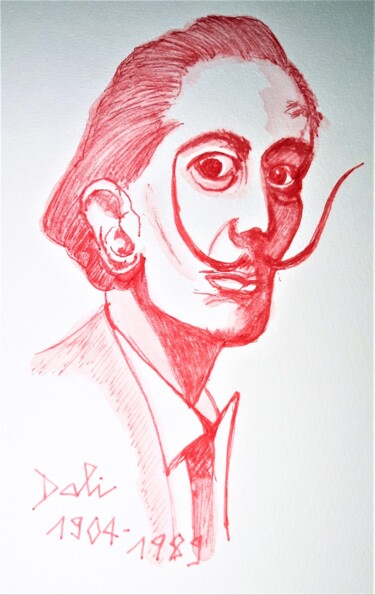 Drawing titled "Dali" by Brigitte Mathé (MBL), Original Artwork, Watercolor