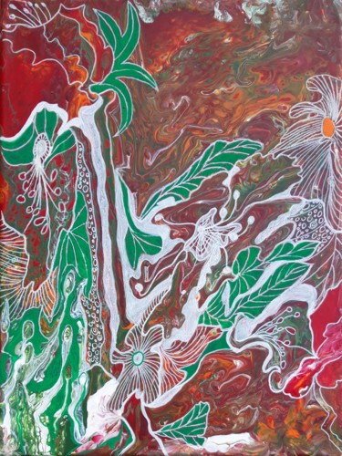 Peinture intitulée "Flowers 5" par Brigitte Mathé (MBL), Œuvre d'art originale, Acrylique Monté sur Châssis en bois