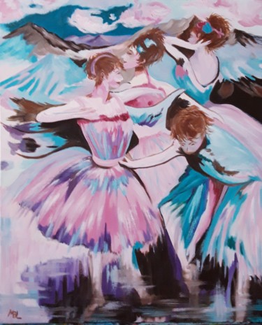Malerei mit dem Titel "Repos des danseuses" von Brigitte Mathé (MBL), Original-Kunstwerk, Öl
