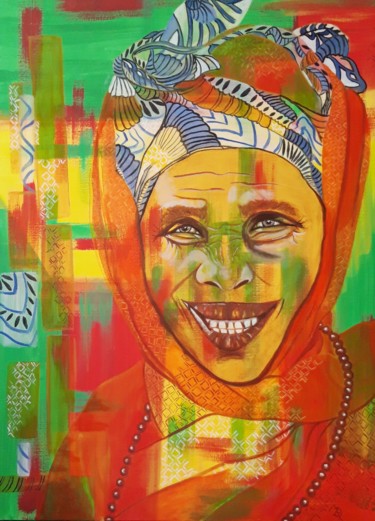 Painting titled "Sénégalaise Mbour" by Brigitte Mathé (MBL), Original Artwork, Oil