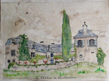 Malerei mit dem Titel "Le Château de la Pa…" von Brigitte Mathé (MBL), Original-Kunstwerk, Aquarell