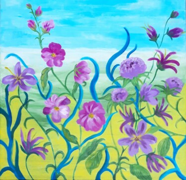 Peinture intitulée "Envie de printemps…" par Brigitte Mathé (MBL), Œuvre d'art originale, Acrylique Monté sur Châssis en bois