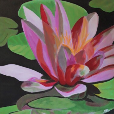 Painting titled "Nymphéas de Giverny…" by Brigitte Mathé (MBL), Original Artwork, Acrylic