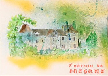 Σχέδιο με τίτλο "Le château de Presq…" από Brigitte Mathé (MBL), Αυθεντικά έργα τέχνης, Ακουαρέλα