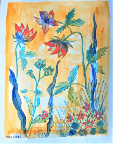 Schilderij getiteld "C'est le printemps…" door Brigitte Mathé (MBL), Origineel Kunstwerk, Inkt
