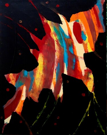 Peinture intitulée "Colors on black" par Brigitte Mathé (MBL), Œuvre d'art originale, Acrylique Monté sur Châssis en bois