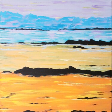 Painting titled "Rêverie marine" by Brigitte Mathé (MBL), Original Artwork, Acrylic Mounted on Wood Stretcher frame