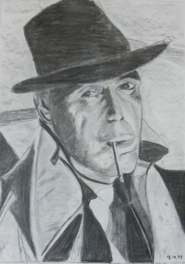 Drawing titled "Humphrey Bogart, "s…" by Brigitte Mathé (MBL), Original Artwork, Pencil