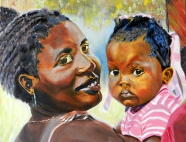 Malerei mit dem Titel "Bonheur, série Haïti" von Brigitte Mathé (MBL), Original-Kunstwerk, Öl