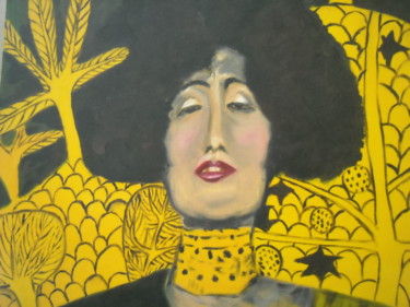 Painting titled "Femme, d'après Klimt" by Brigitte Mathé (MBL), Original Artwork, Oil Mounted on Wood Stretcher frame