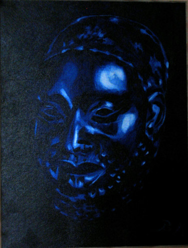 Pintura intitulada "Masque africain" por Brigitte Mathé (MBL), Obras de arte originais, Óleo