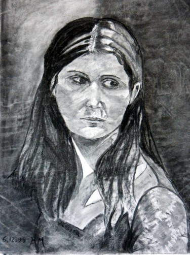 Drawing titled "Vanessa "série Modè…" by Brigitte Mathé (MBL), Original Artwork, Charcoal