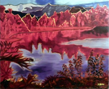 Peinture intitulée "Eté indien au Canada" par Brigitte Mathé (MBL), Œuvre d'art originale, Huile