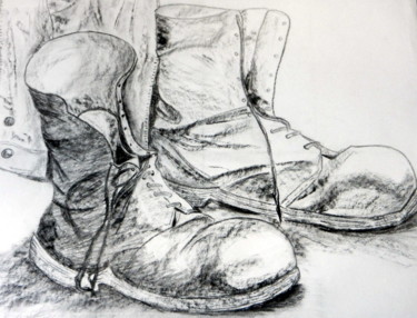 Drawing titled "Les godillots" by Brigitte Mathé (MBL), Original Artwork