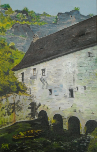 Peinture intitulée "Moulin fortifié de…" par Brigitte Mathé (MBL), Œuvre d'art originale, Huile