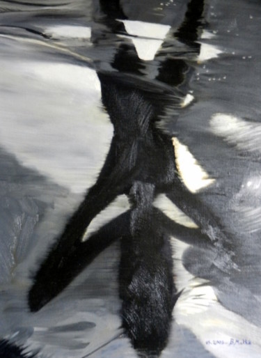 Peinture intitulée "Reflet sur la plage" par Brigitte Mathé (MBL), Œuvre d'art originale, Huile Monté sur Châssis en bois
