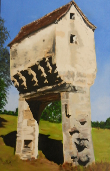 Painting titled "Pigeonnier porche" by Brigitte Mathé (MBL), Original Artwork, Oil