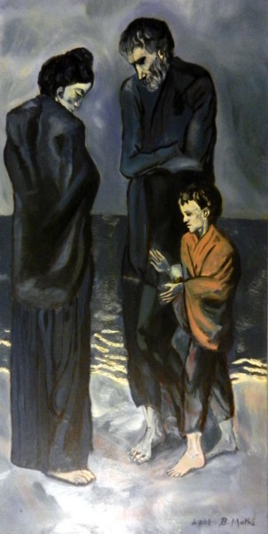 Painting titled "Le couple et l'enfa…" by Brigitte Mathé (MBL), Original Artwork, Oil
