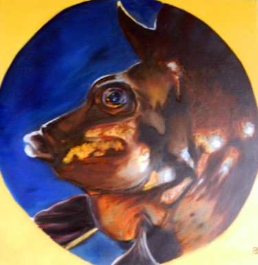 Peinture intitulée "Par le Hublot" par Brigitte Mathé (MBL), Œuvre d'art originale, Huile