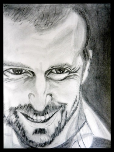 Drawing titled "Mathieu Kassovitz,…" by Brigitte Mathé (MBL), Original Artwork, Pencil