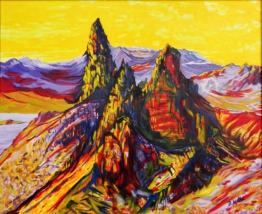 Painting titled "Rocks Ireland" by Brigitte Mathé (MBL), Original Artwork, Oil Mounted on Wood Stretcher frame