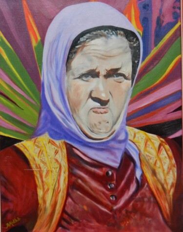 Pintura intitulada "Paysanne turque" por Brigitte Mathé (MBL), Obras de arte originais, Óleo Montado em Armação em madeira