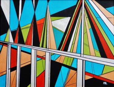 Painting titled "Millau fantaisie" by Brigitte Mathé (MBL), Original Artwork, Acrylic Mounted on Wood Stretcher frame