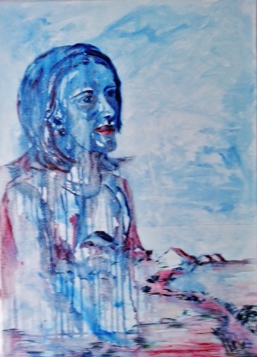 Painting titled "Karine "série Modèl…" by Brigitte Mathé (MBL), Original Artwork, Oil Mounted on Wood Stretcher frame