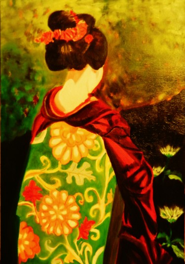 Pintura intitulada "Kimono 2" por Brigitte Mathé (MBL), Obras de arte originais, Óleo