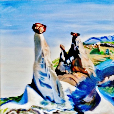 Peinture intitulée "Cheminées de fée d'…" par Brigitte Mathé (MBL), Œuvre d'art originale, Huile Monté sur Châssis en bois