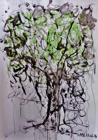 Рисунок под названием "Abstraction musical…" - Brigitte Mathé (MBL), Подлинное произведение искусства, Чернила