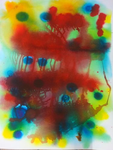 Картина под названием "Abstract 7" - Brigitte Mathé (MBL), Подлинное произведение искусства, Акварель