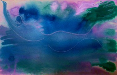 Peinture intitulée "Océan 18 "Sirène"" par Brigitte Mathé (MBL), Œuvre d'art originale, Aquarelle