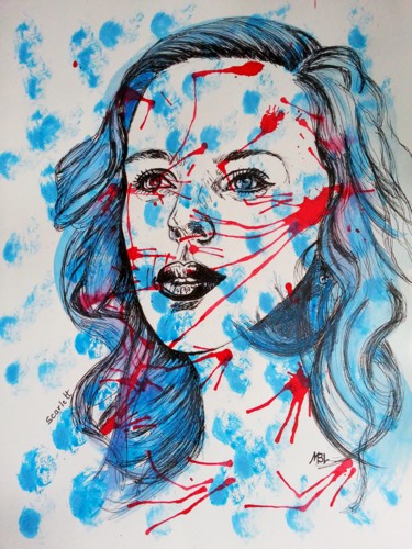 Drawing titled "Scarlett" by Brigitte Mathé (MBL), Original Artwork, Ink