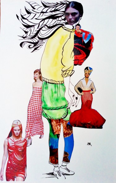 Peinture intitulée "New Fashion" par Brigitte Mathé (MBL), Œuvre d'art originale, Encre