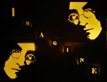 Painting titled "Imagine, "série Cél…" by Brigitte Mathé (MBL), Original Artwork, Spray paint
