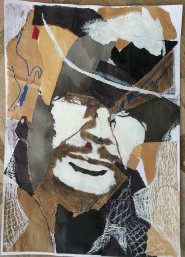 Collages intitulée "Charles Bronson -1,…" par Brigitte Mathé (MBL), Œuvre d'art originale